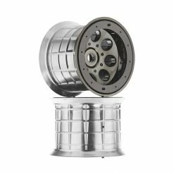 Axial 1/8 Oversize 8-Hole 3.8 Beadlock Wheels, 17mm Hex, Black Chrome (2) for Tires & Wheels