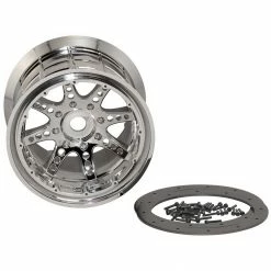 Axial 1/8 Oversize 8-Spoke 3.8 Beadlock Wheels, 17mm Hex, Chrome (2) for Tires & Wheels