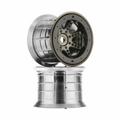 Axial 1/8 Oversize 8-Spoke 3.8 Beadlock Wheels, 17mm Hex, Black Chrome (2) for Tires & Wheels